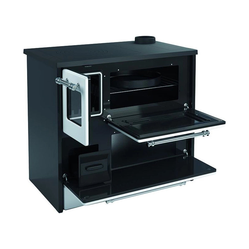 Cucina blinky a legna con forno, giusy porta vetro, bianca