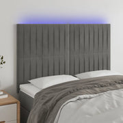 Testiera a LED-Testata con LED Grigio Chiaro 144x5x118/128 cm in Velluto 842146