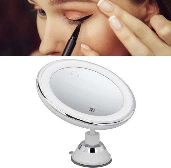 Specchio da trucco con illuminazione - Ideale per uso domestico e viaggio - 3 colori leggeri - ingrandimento - Perfetto per la stanza da bagno e il trucco