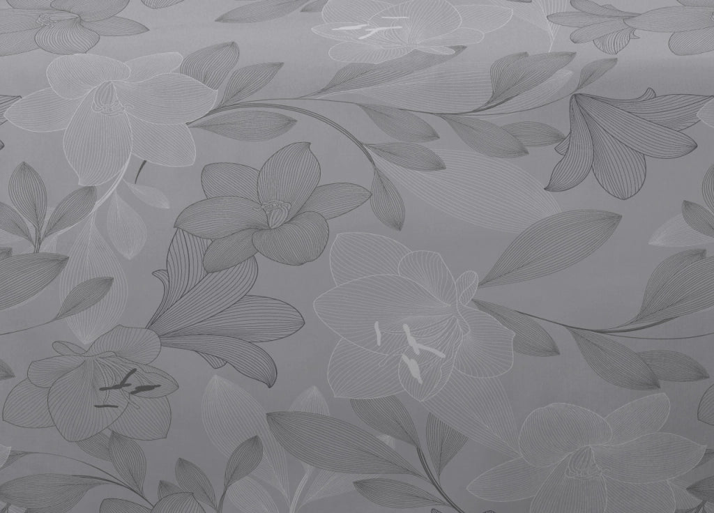 Telo Arredo Granfoulard Copritutto Salvadivano 100% Cotone Disegno Lily - Singolo - Grigio