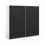 Guardaroba 2 ante Kauri, Mobile camera da letto, Cabina armadio portabiti, Armadio appendiabiti, 243x61 h220 cm, Bianco e Nero
