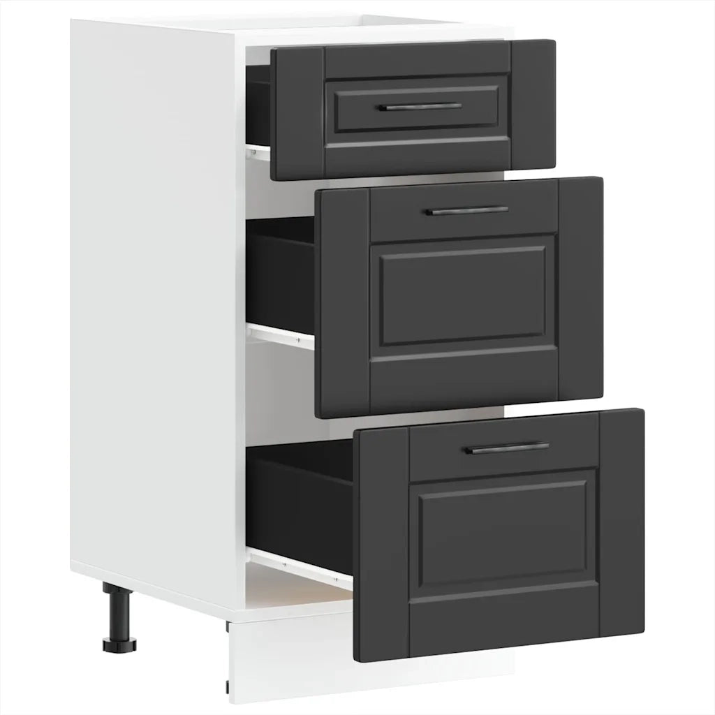 Mobiletto da cucina-Armadio da cucina "Porto" nero in legno ingegnerizzato 231246