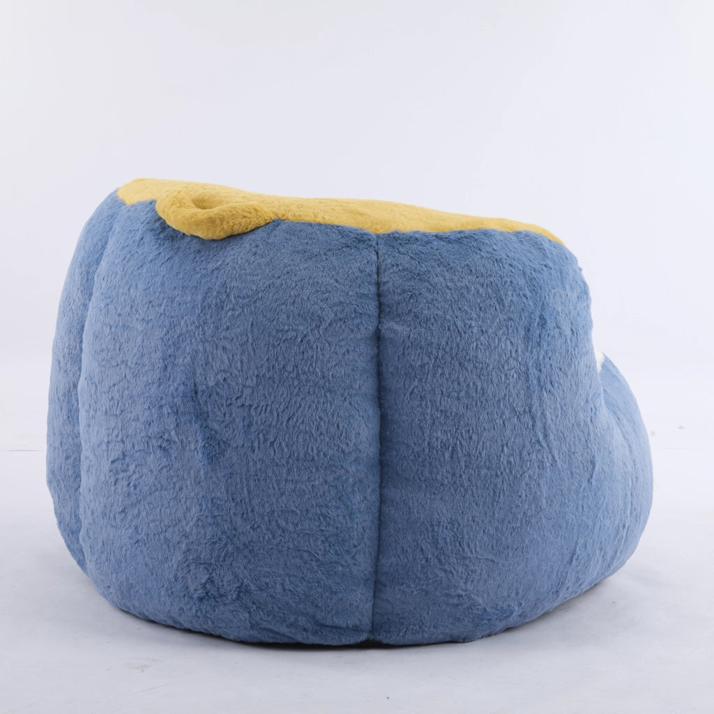 Poltrona pouf in pelliccia sintetica con imbottitura in schiuma, maniglia e fondo antiscivolo, multicolore