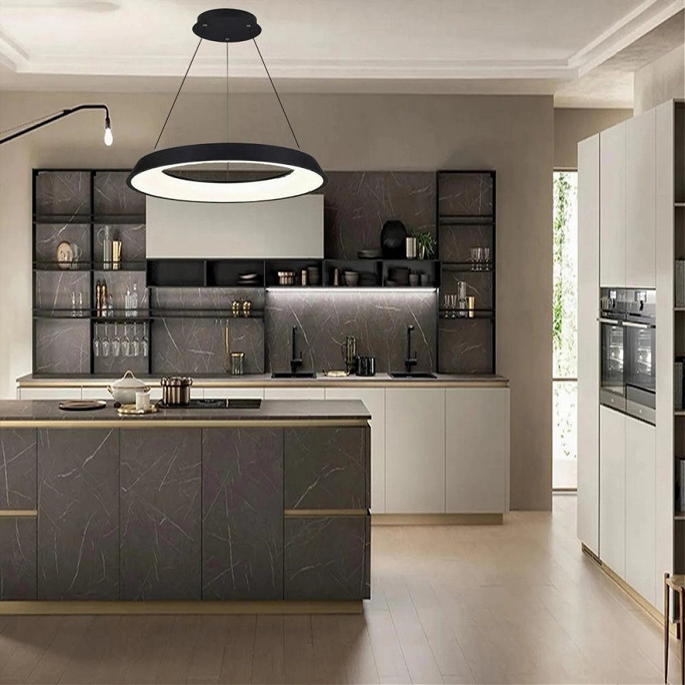 Trade Shop - Lampadario Led 43w Tre Colorazioni Luce Lampada Da Soffitto Ultra Moderno A71-3c - Nero