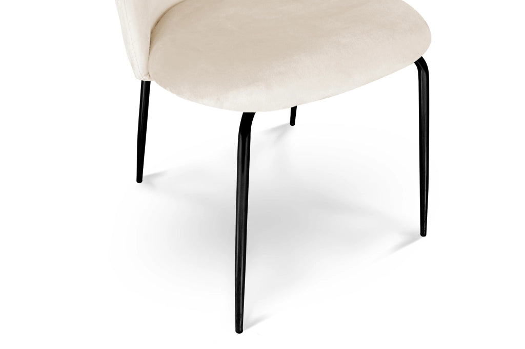 Set di 2 sedie da pranzo imbottite in velluto beige piede nero – Nicole - SD11NIPN