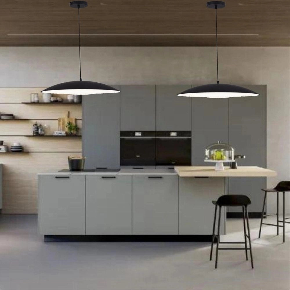 Trade Shop - Lampadario Led A Sospensione 46w 3 Colorazione Luce Dimmerabile Telecomando B81-3c - Nero