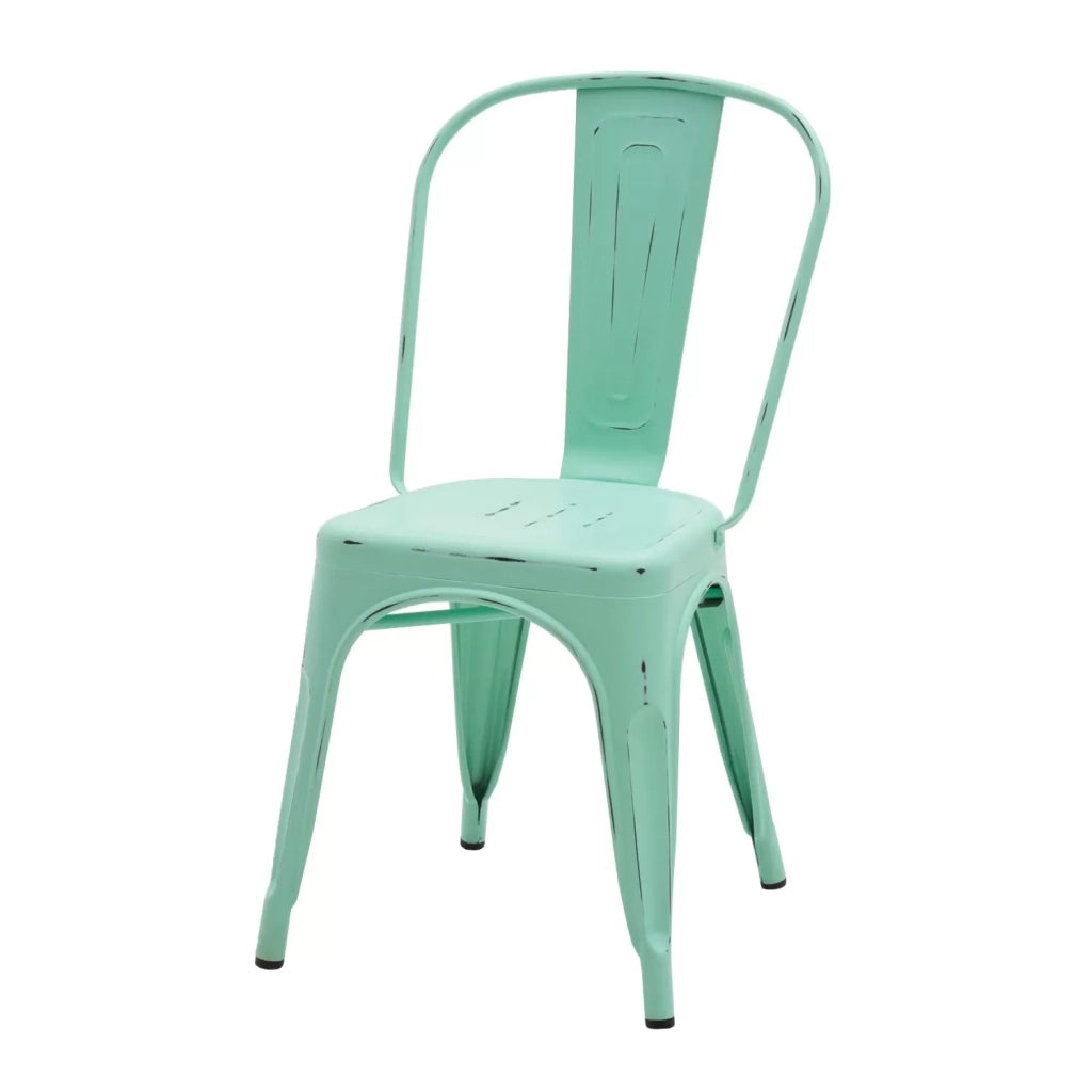 Set 6 sedie stile industry in metallo verde acqua anticato l.45 h.85 p.50 hs.46 - Mobili 2G