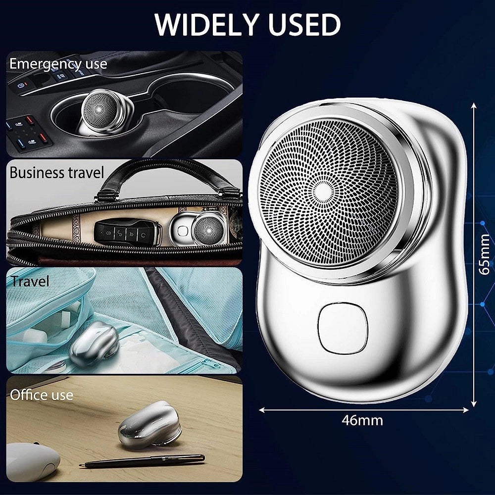 Trade Shop - Mini Rasoio Elettrico Portatile Tascabile Uomo Usb Ricaricabile Viaggi Auto Casa -