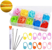 Set di spilli per cucito a chiusura con scatola di conservazione - cucito a maglia - 9 spilli per cucito a vista - 10 marker per cucito a maglia - 120 pezzi