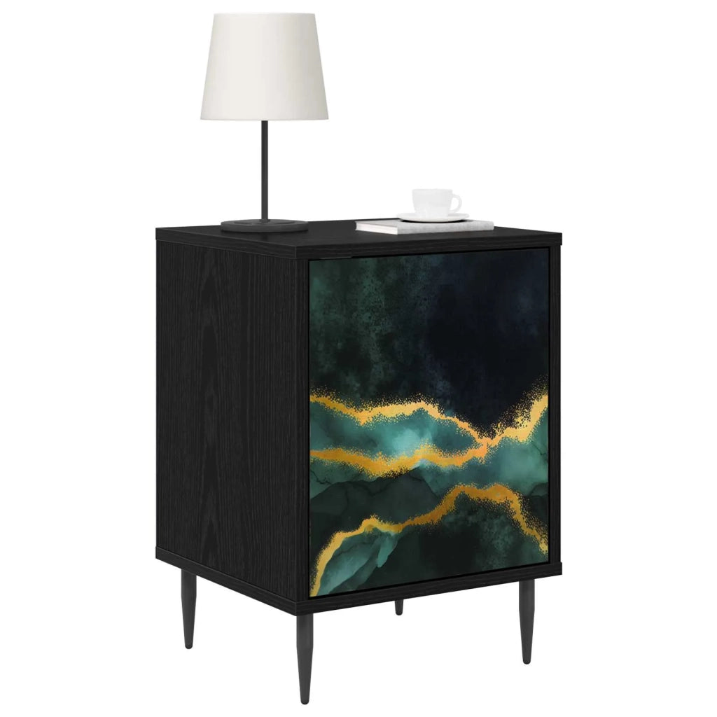 Armadio da Notte WIJHE Rovere Nero 36 x 33 x 51 cm 8007239