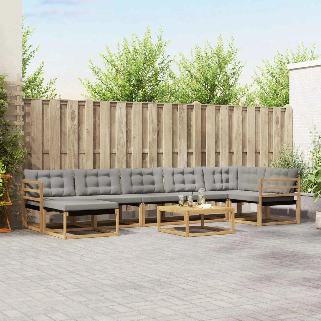 Set di divani da esterno 8 pcs Bianco e Grigio Chiaro