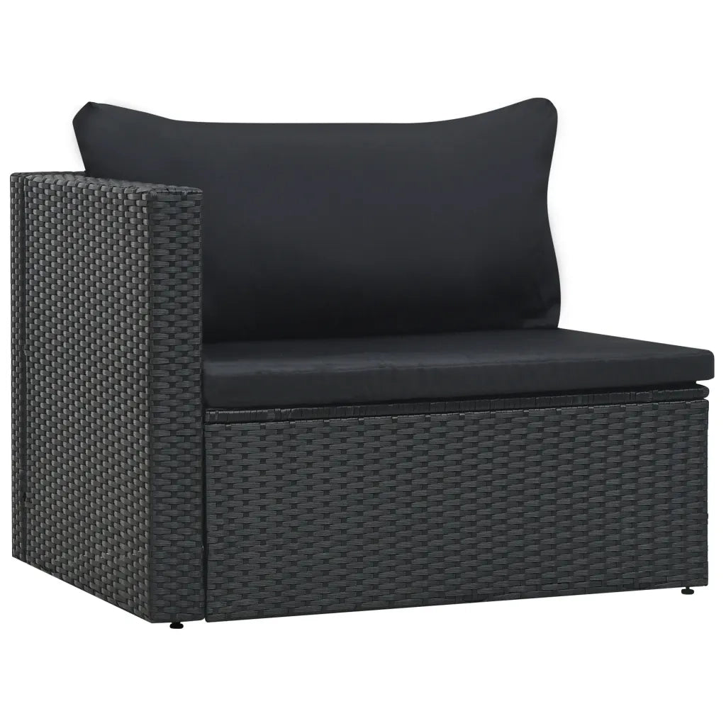 Set Divani da Giardino 5 pz con Cuscini in Polyrattan Nero 47813