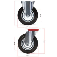 Set rotelle da trasporto 200 mm 2 ruote piroettanti 2 fisse, nucleo in metallo, 150 kg a ruota