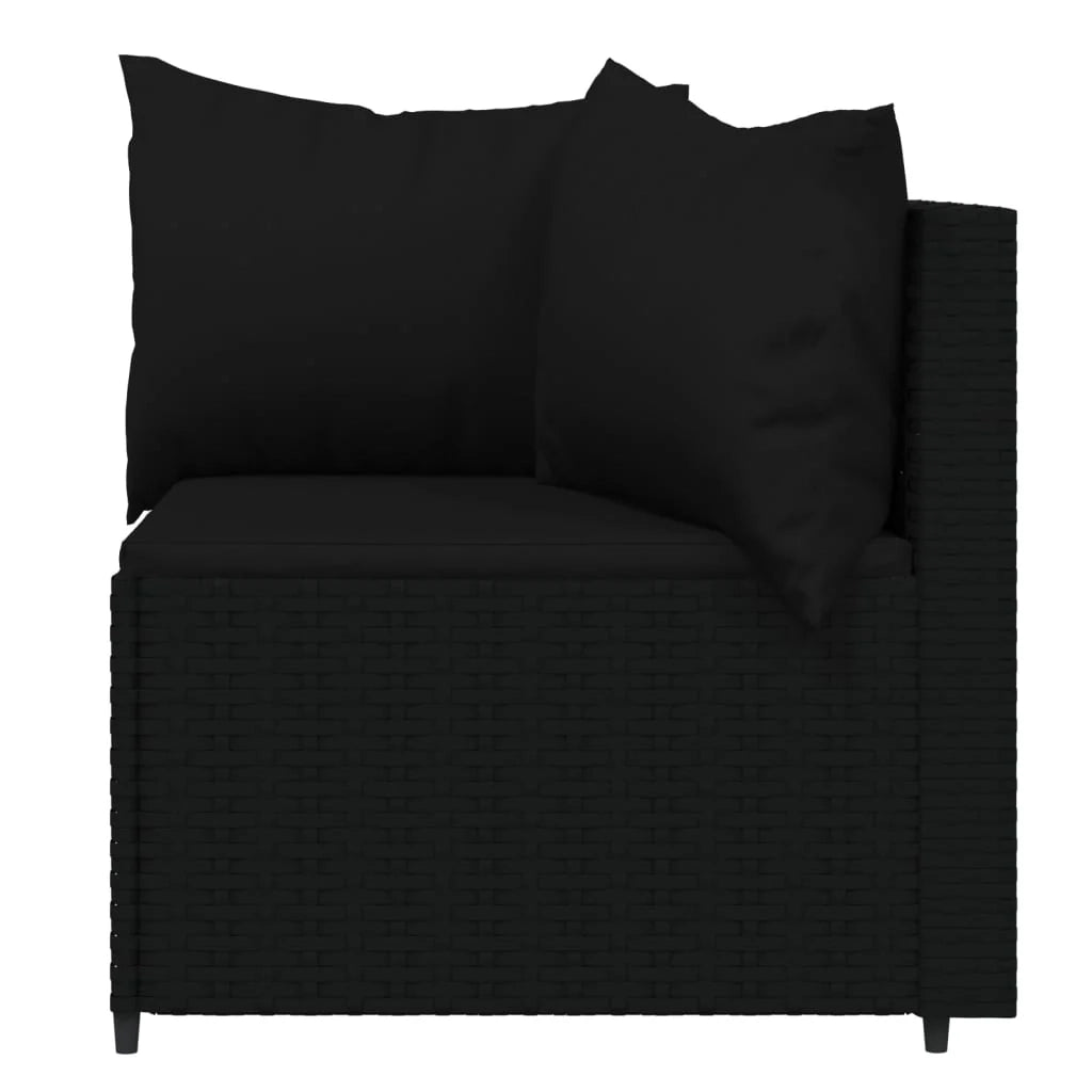 Set di mobili da giardino mobili da esterno set da 4 pezzi con cuscini resina intrecciata nera 02_0016163