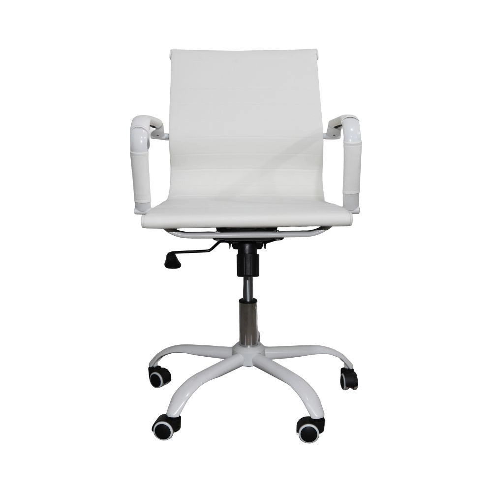 Poltrona da ufficio Nuvia con schienale ergonomico e ruote colore bianco H91