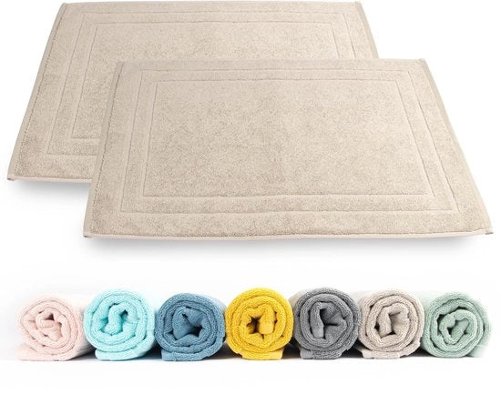 Set di asciugamani per doccia, 2 pezzi | Asciugamano di 100% cotone, 50x70 cm | Asciugamano, 700 g/m² | Asciugamento rapido, assorbimento, lavabile (color taupe chiaro)