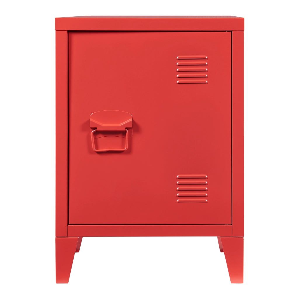 Comodino 'Inari' in Acciaio con Anta - Rosso [en.casa]