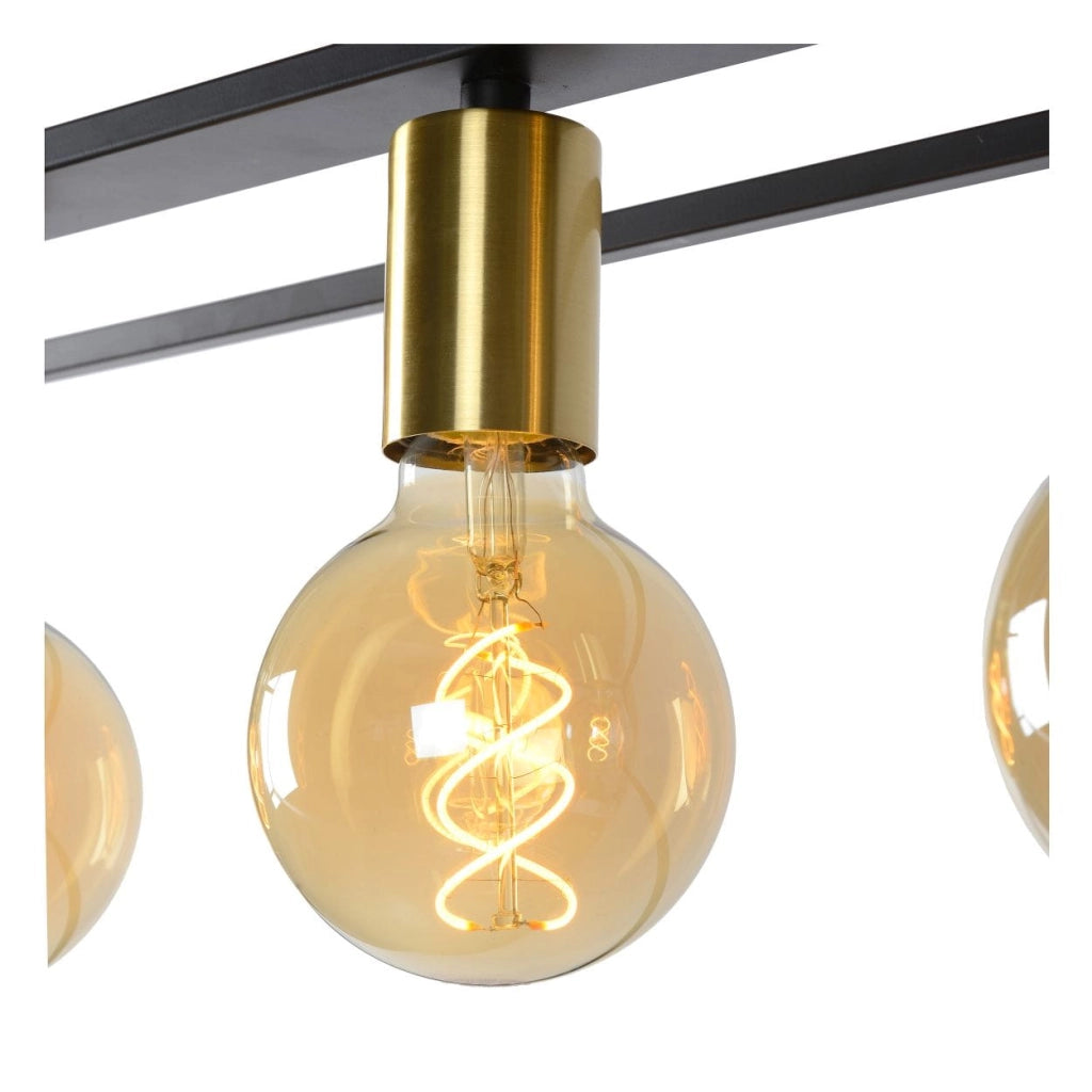 Lampadario Lucide Ruben 4xE27 nero/oro dimmerabile 92cm