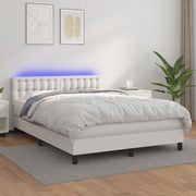 Giroletto Molle con Materasso e LED Bianco 140x190cm Similpelle 3134220