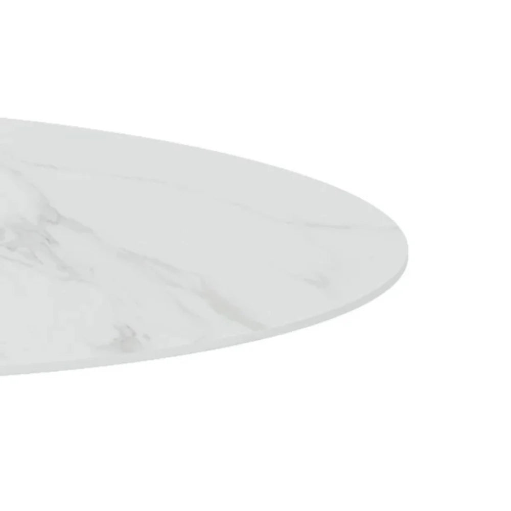 Tavolo da pranzo fisso in ceramica effetto marmo bianco Circe 120x120 cm fino a 6 posti | Duzzle