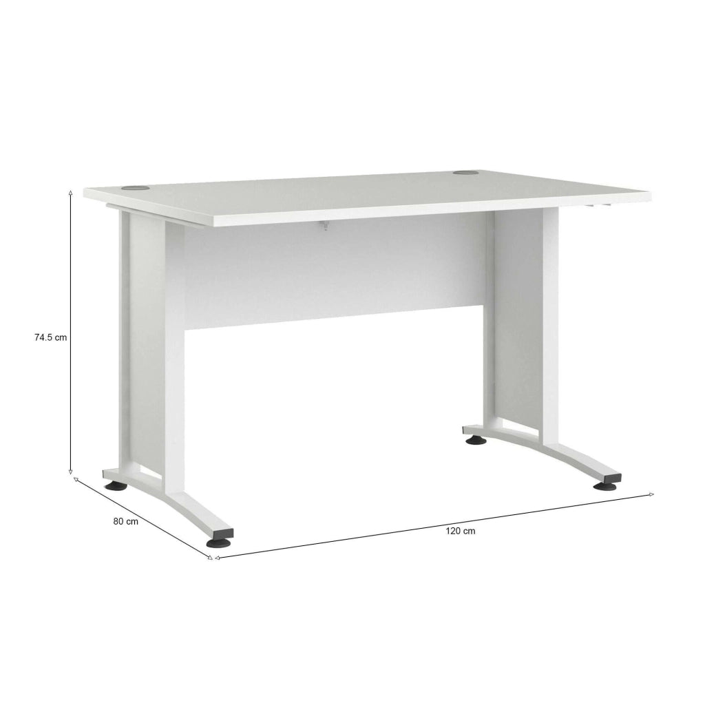 Scrivania Amigos, Scrittoio multiuso, Tavolo per ufficio porta PC, Piano di lavoro, 120x80 h75 cm, Bianco