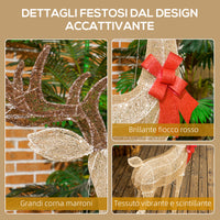 Decorazione Natalizia da Interno ed Esterno 66x25x135 cm a Forma di Renna con 137 Luci LED Oro