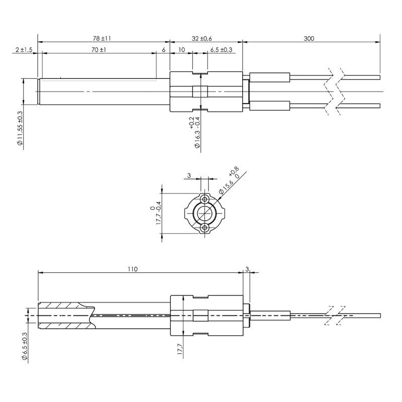 Resistenza accensione per stufe a pellet in ceramica 300W KH74737