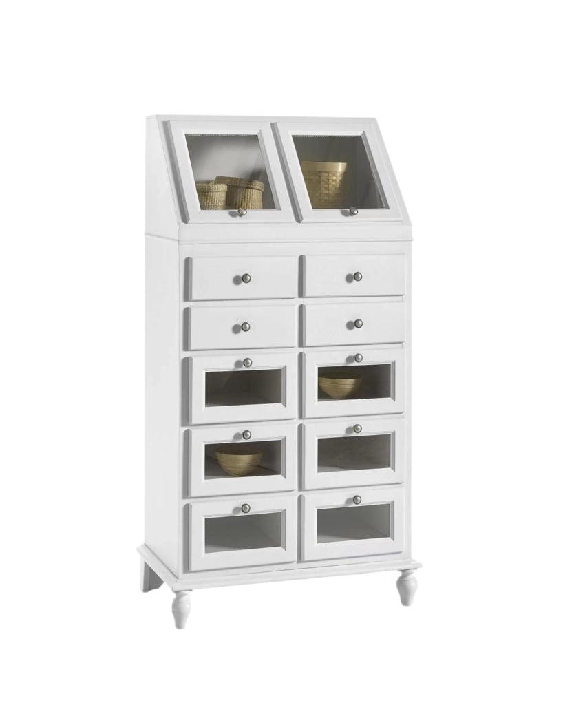 Dispensa vetrina in legno arte povera bianco sporco l.80 p.42 h.153 - Mobili 2G