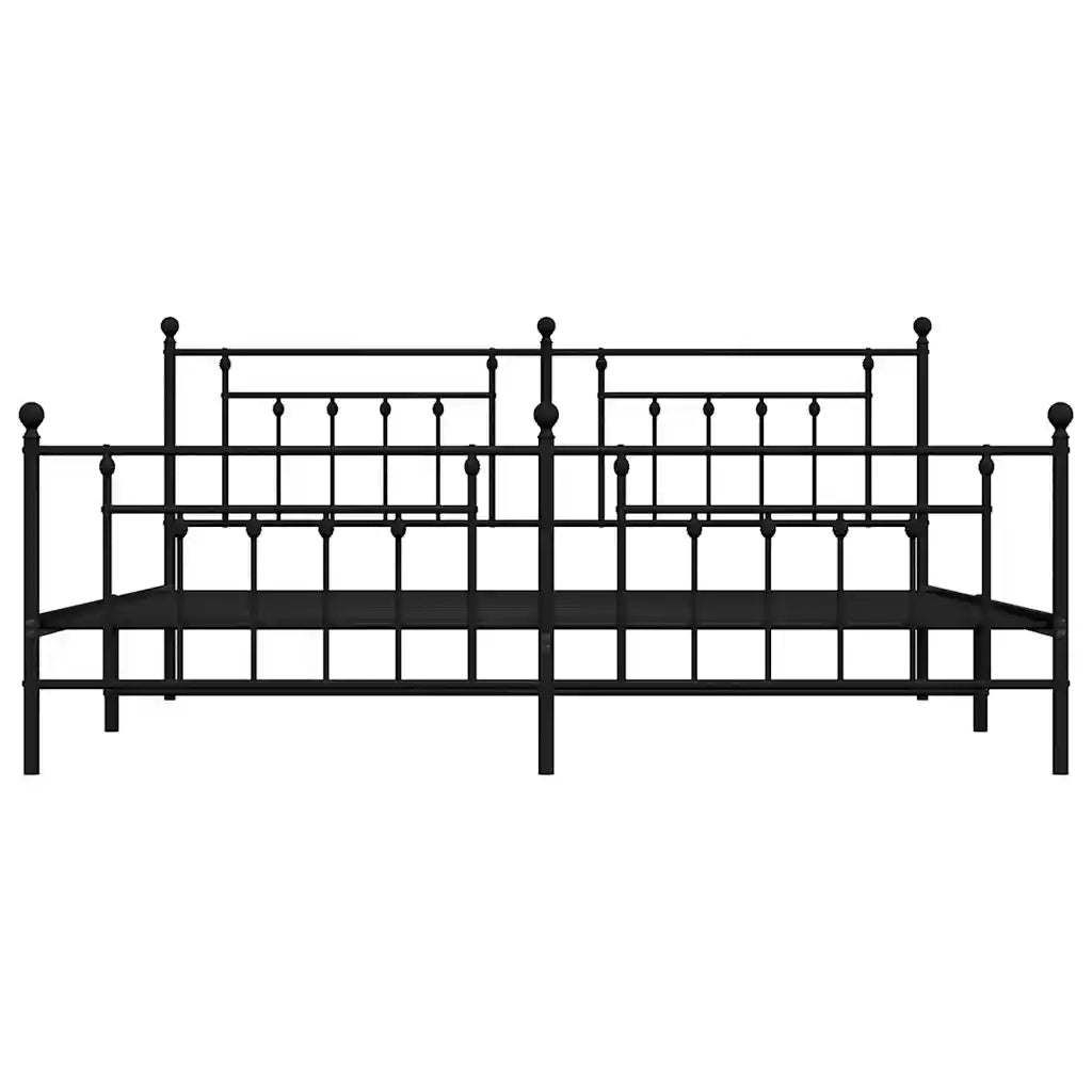 Letto matrimoniale | Letto per adulti | Giroletto con Testiera e Pediera Metallo Nero 193x203 cm
