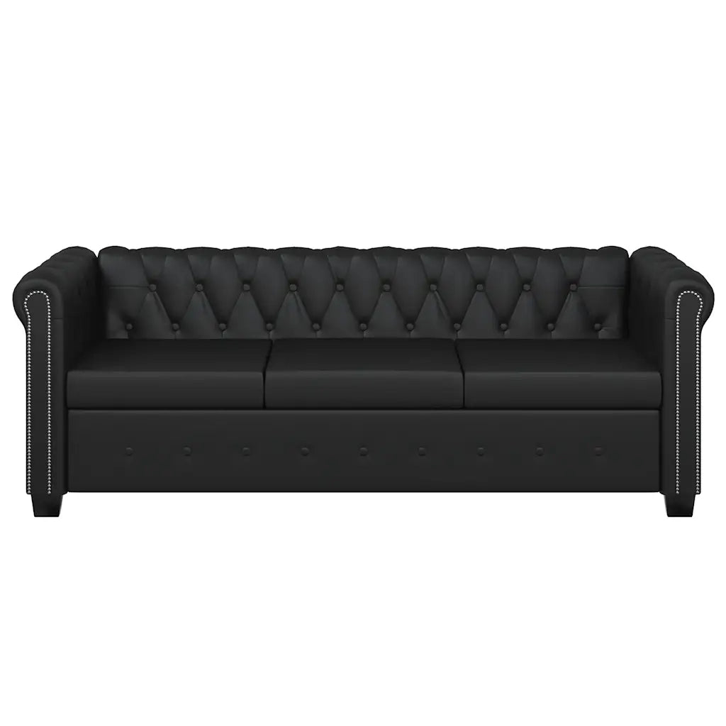 Set Divani a 2 e a 3 Posti in Pelle Artificiale Nero  cod mxl 13763