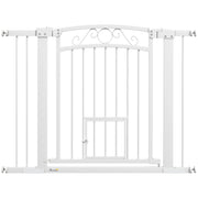 EasyComfort Cancellino per Cani Regolabile con Estensioni, Porta per Gatti e Apertura a Una Mano, 76-104x77cm, Bianco