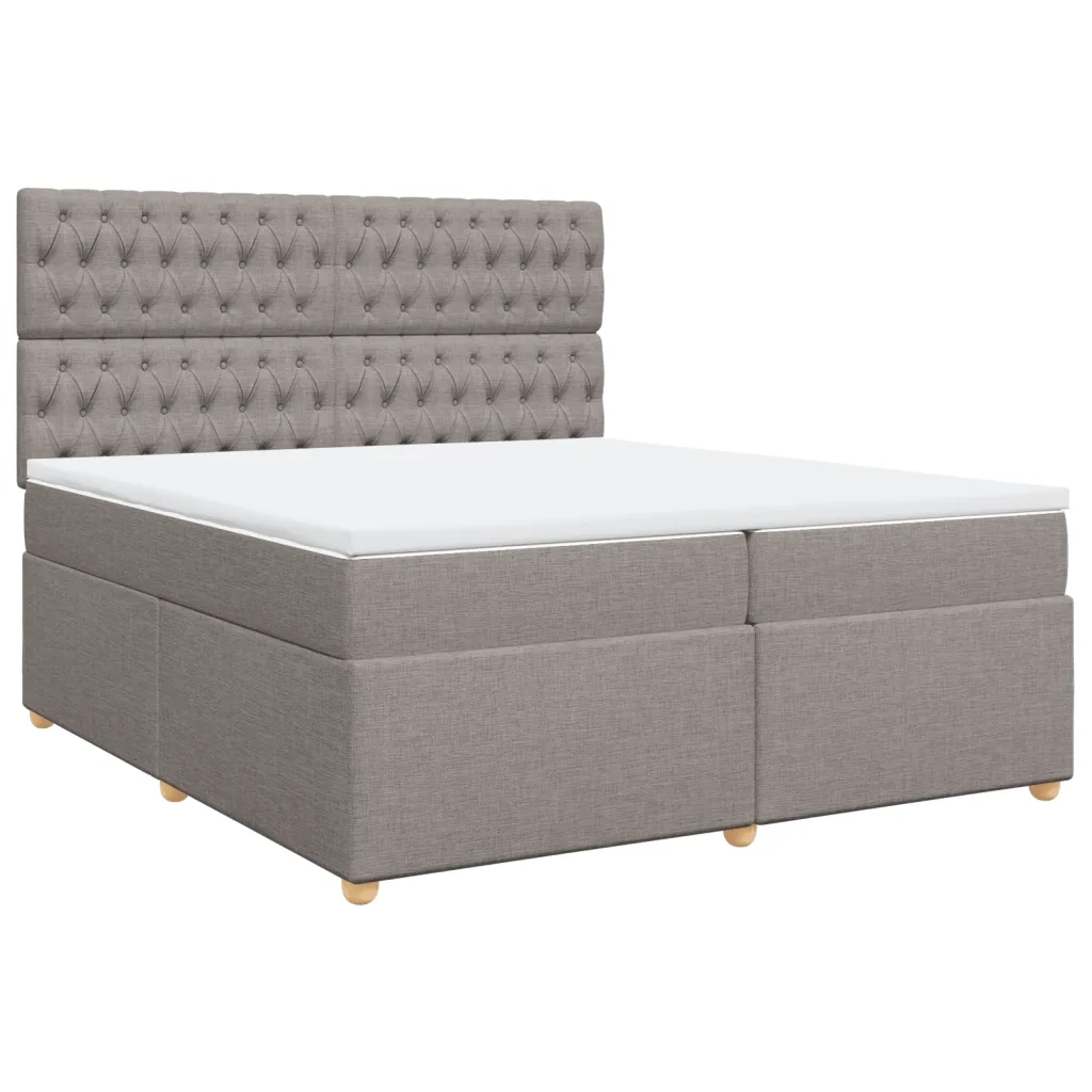 vidaXL Giroletto a Molle con Materasso Tortora 200x200 cm in Tessuto