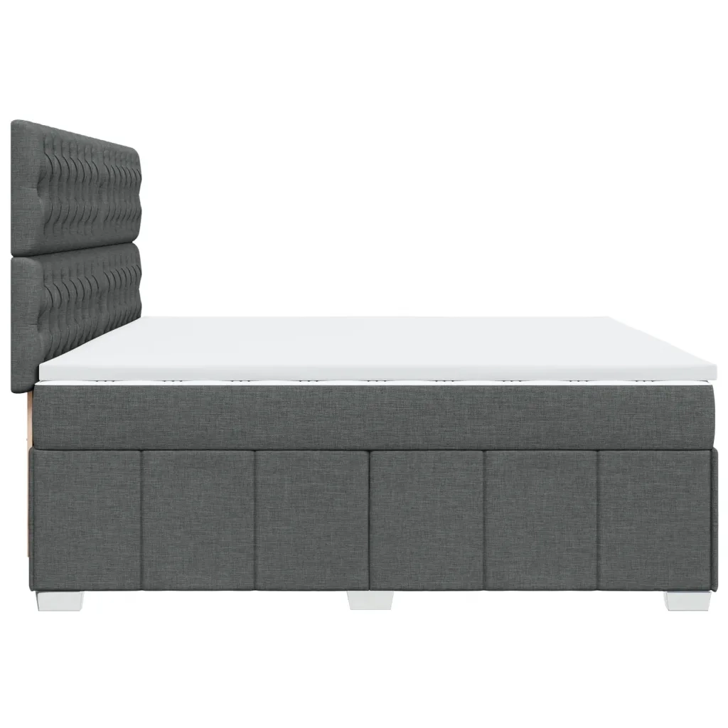 Giroletto a Molle con Materasso Grigio Scuro 200x200 cm Tessuto
