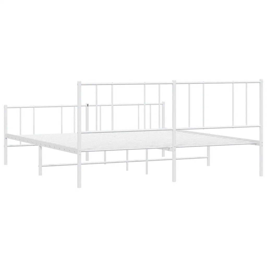 Giroletto con Testiera e Pediera-Struttura Letto Metallo Bianco 193x203 cm 780542
