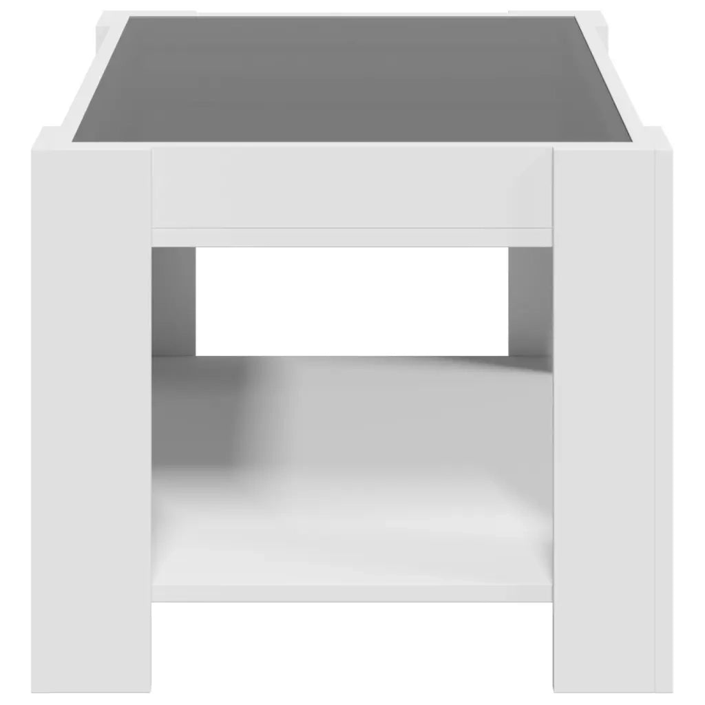 Tavolino Salotto con LED Bianco 73x53x45 cm Legno Multistrato 847546