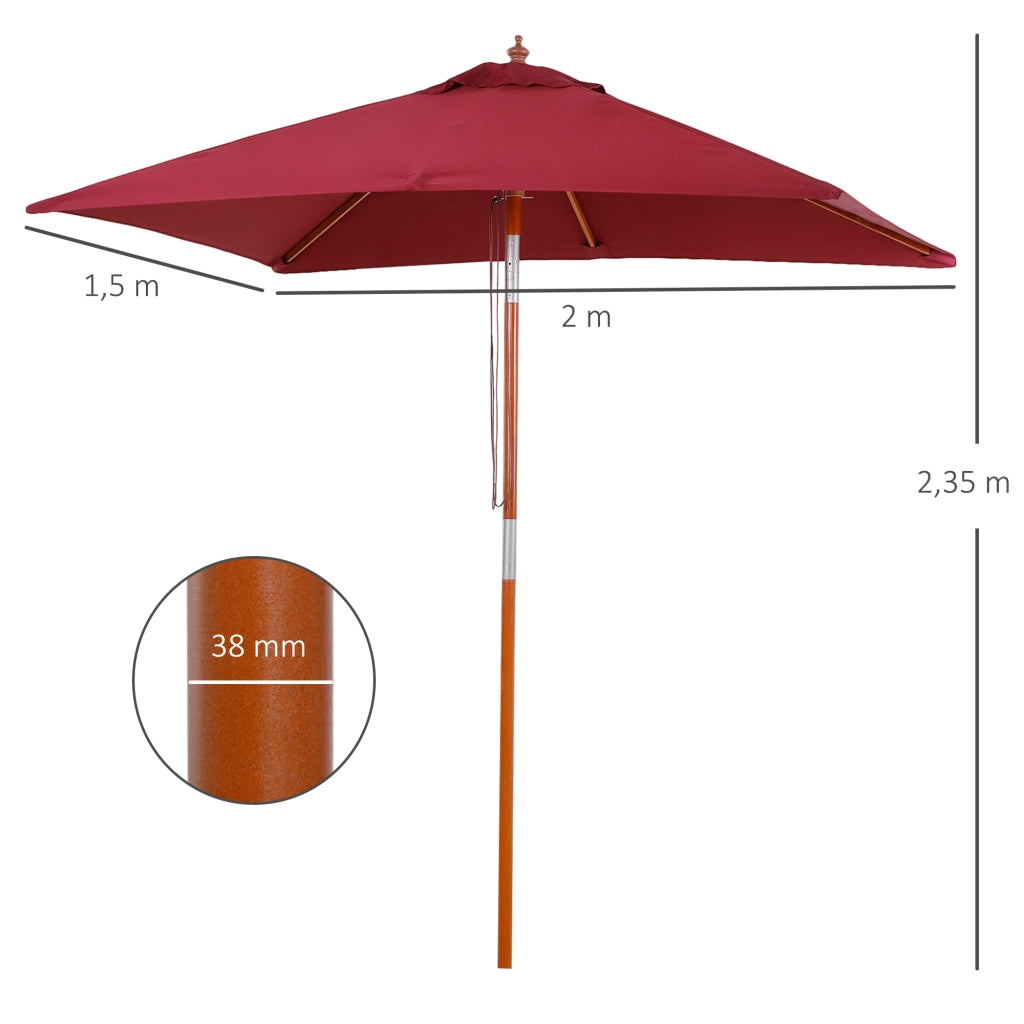 Balcone a sbalzo in legno di abete regolabile a 3 stadi rosso vino 200x150x230cm per giardino e terrazza