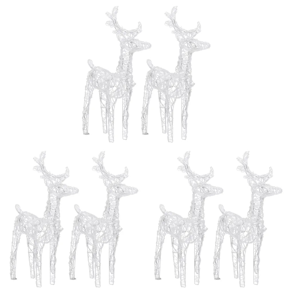 Renne di Natale 6 pz Bianco Freddo 240 LED-Luci decorative natalizie in Acrilico