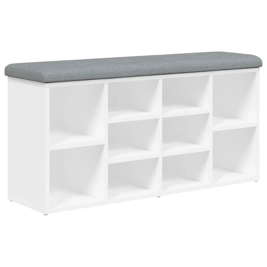 Panca Scarpiera Bianca 102x32x50 cm in Legno Massello di Argilla 835110