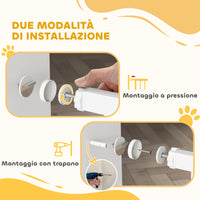 Cancelletto di Sicurezza per Animali con Estensioni 76-104x77cm Porta per Gatti Bianco