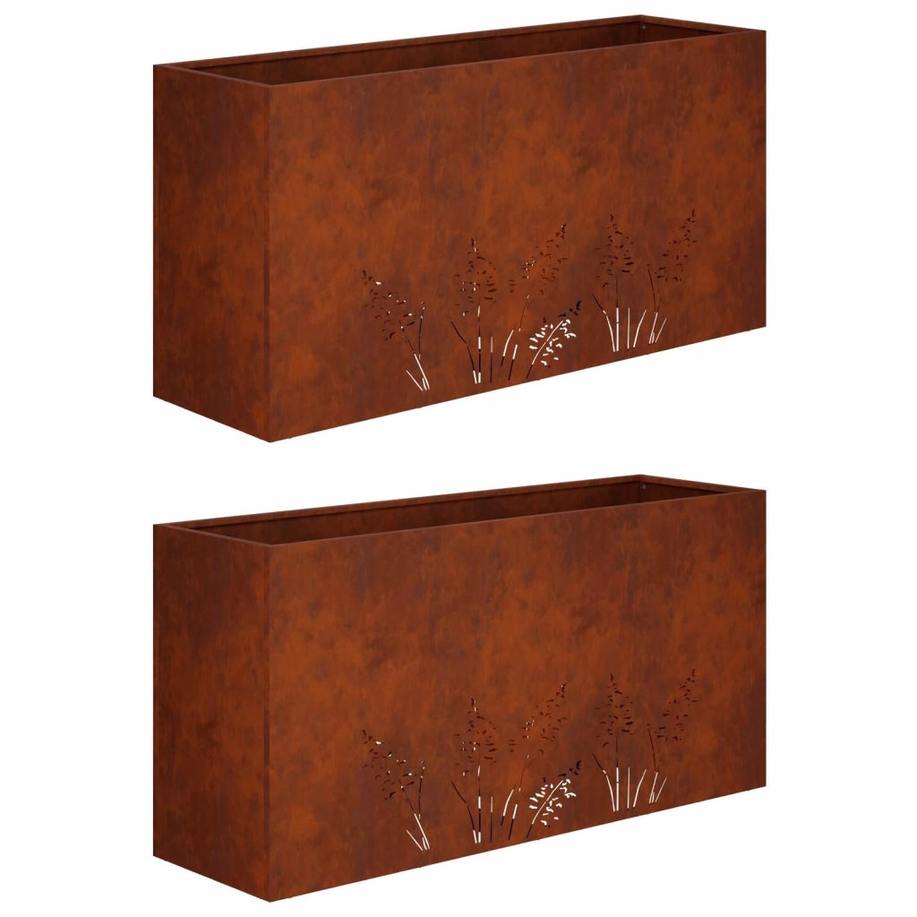 Vaso da giardino 2 pz Ruggine 100 x 30 x 49 cm Acciaio Corten 8005875
