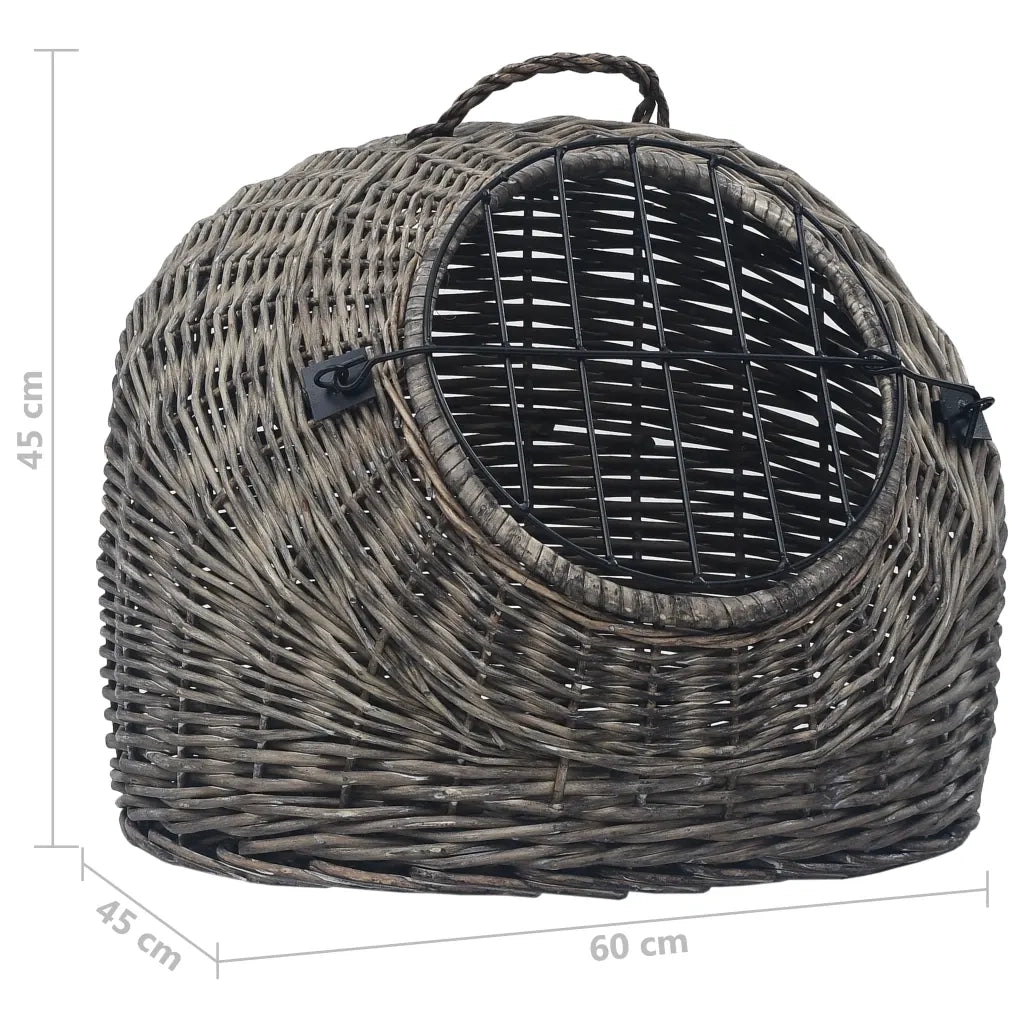 Trasportino per Gatti Grigio 60x45x45 cm in Salice Naturale CFW2197560