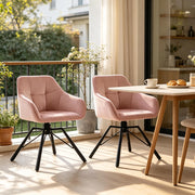 SEDIA Girevole da pranzo 58,5 x 82,5 x 54,5 cm Velluto Rosa Set 2 pezzi