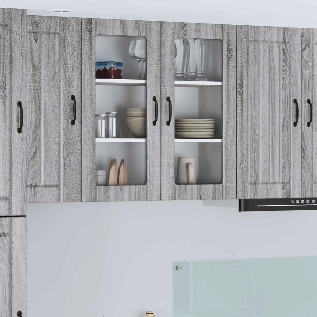 Mobile in vetro da parete Lucca Grigio Sonoma 80 x 31 x 80 cm 885071