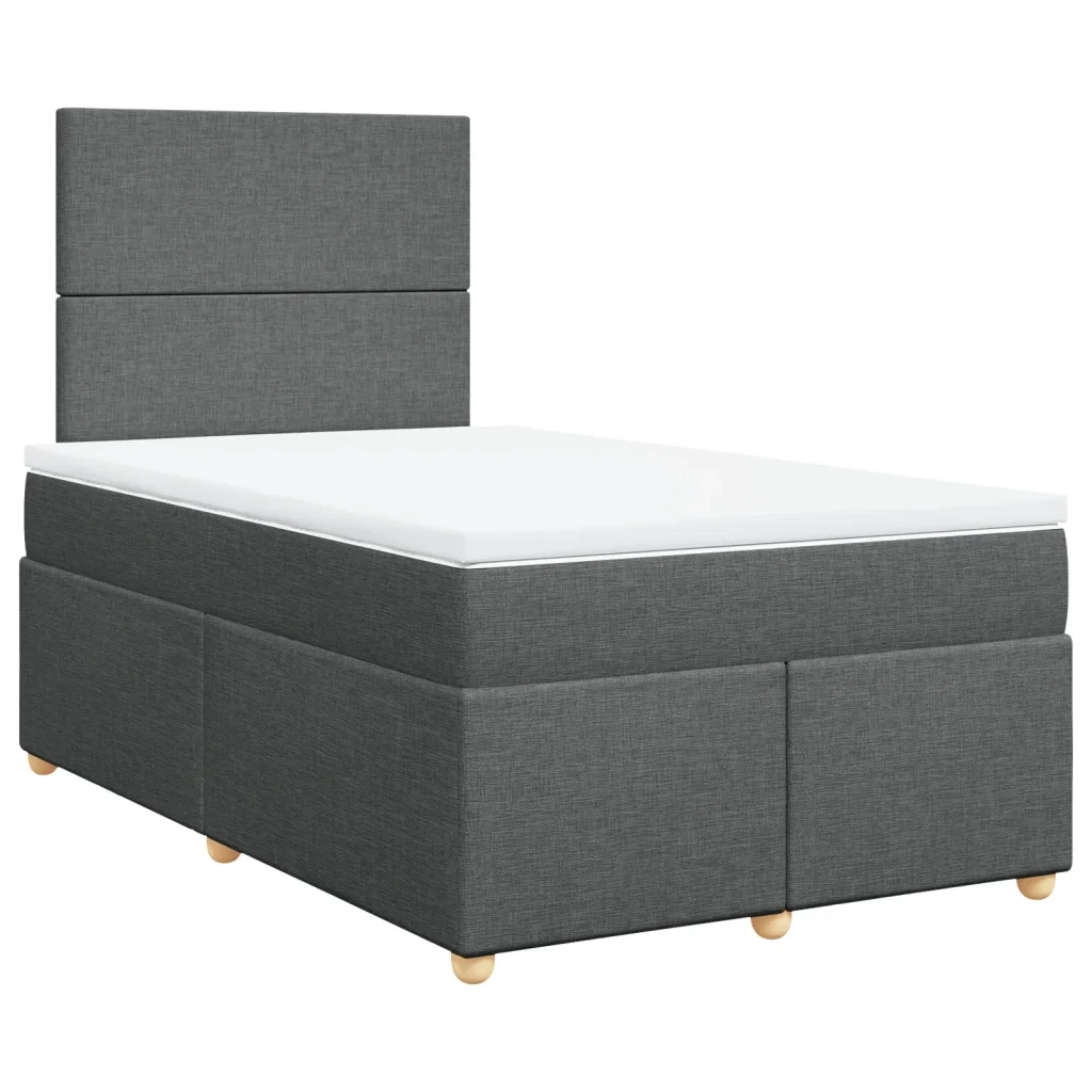 Giroletto a Molle con Materasso Grigio Scuro 120x190cm Tessuto