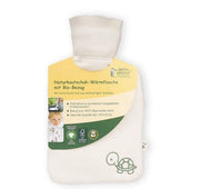 Bottiglia di acqua calda in gomma naturale con copertura di cotone biologico - 100% certificato GOTS