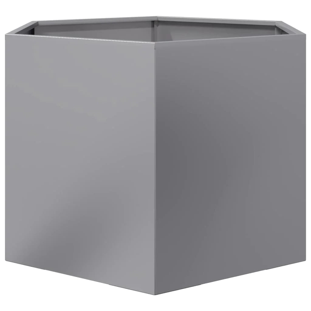 Fioriera/aiuola esagonale per piante fiori terrazza giardino 69 x 60 x 45 cm acciaio zincato argento 02_0038652