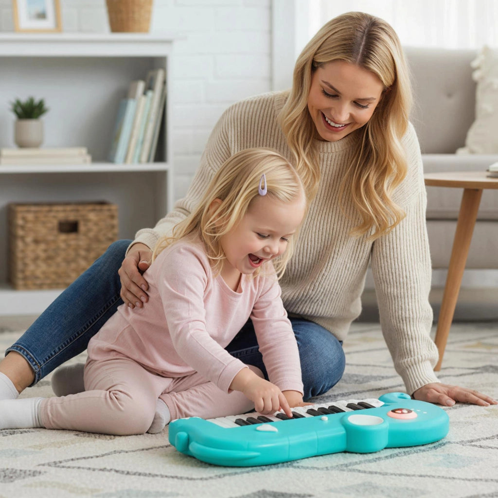 Tastiera pianoforte bambini 25 tasti dinosauro elefante digitale musica-Tastiera luci educativo musicale portatile giocattolo bambini 3+ anni Blu