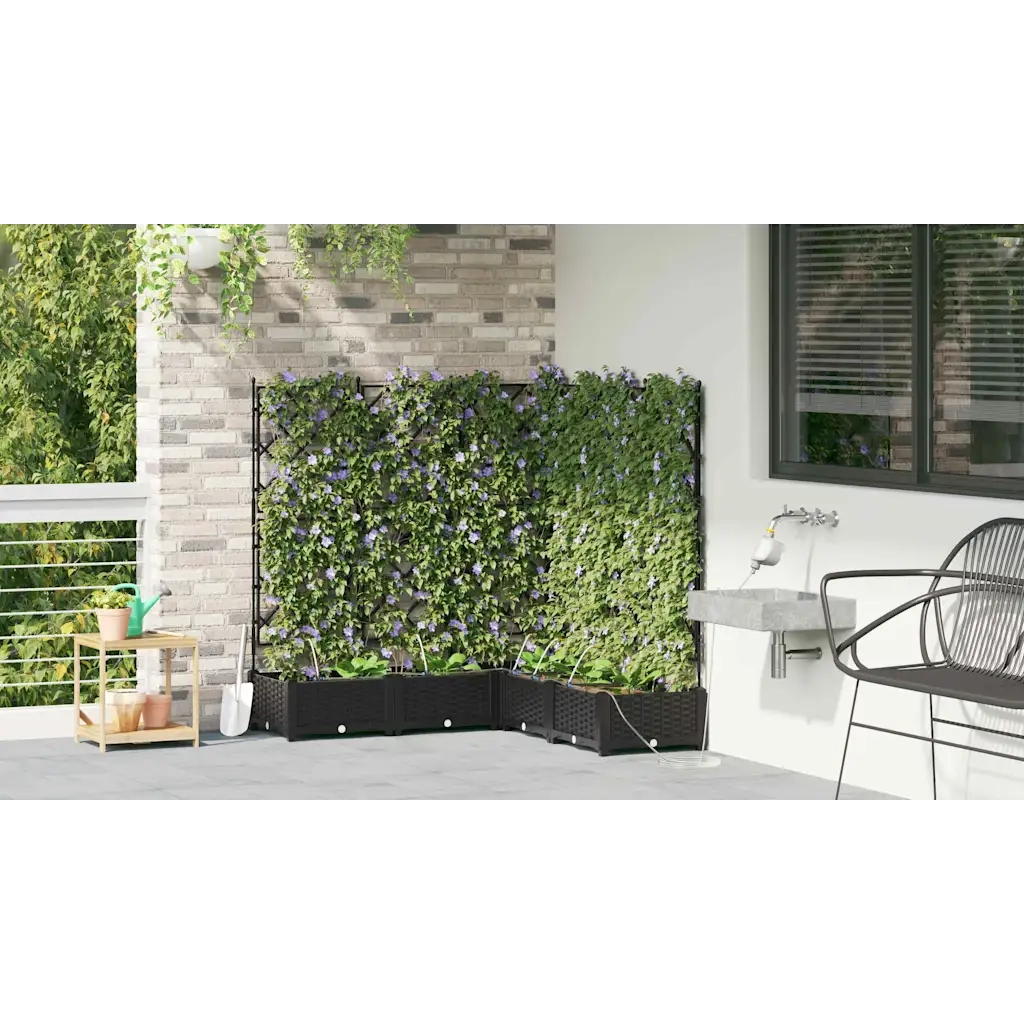 Fioriere | Cassetta per fiori | Vaso da giardino 5 pz Nero 120 x 120 x 126 cm Plastica