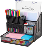 Organizzatore di scrivania con 5 cassetti in acciaio inossidabile a gas, sistema di organizzazione multifunzionale per ufficio domestico, scuola, sistema di organizzazione di scrivania in metallo nero