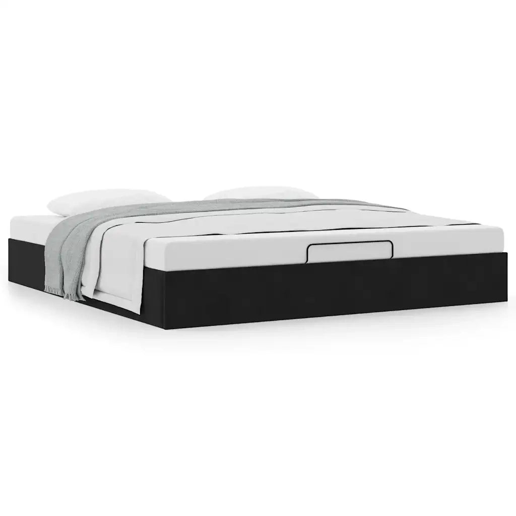 Struttura Letto Pouf senza Materasso Nero 200x200 cm in Velluto 3310987